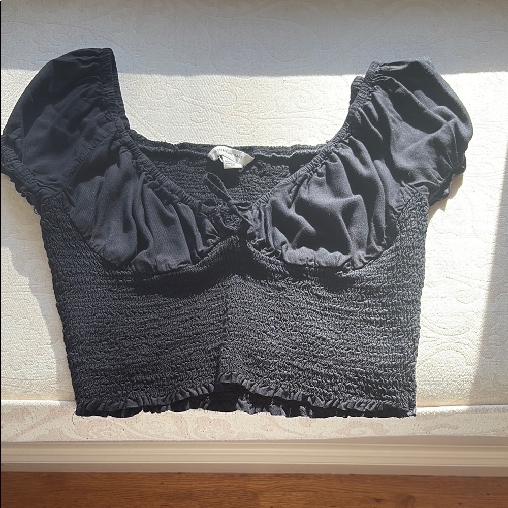 Black Smocked Women's Top